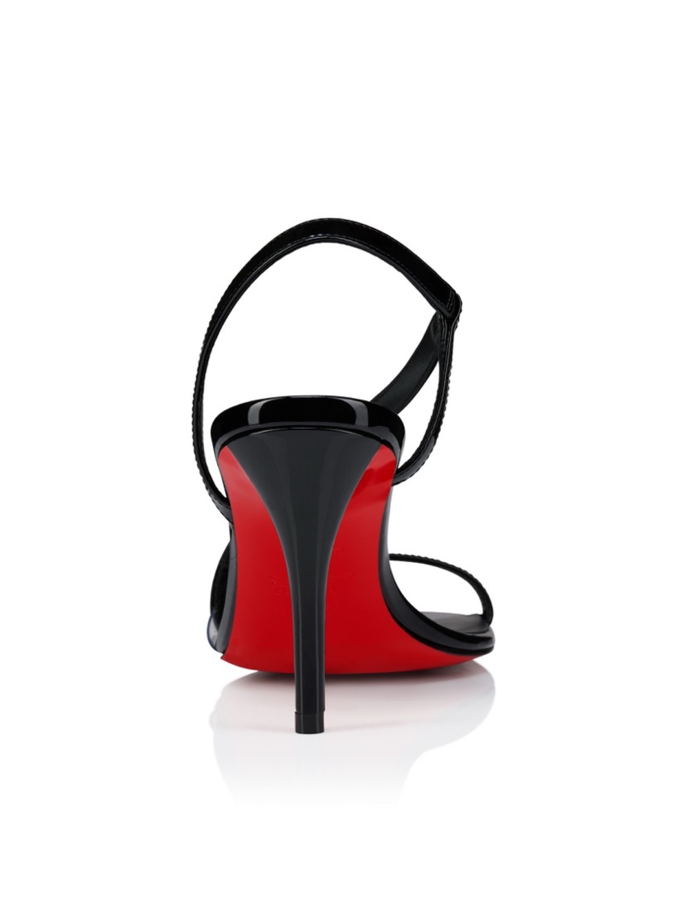 Christian Louboutin Black Patent Leather Red Sole Strappy Heels - Picture 3 of 4
